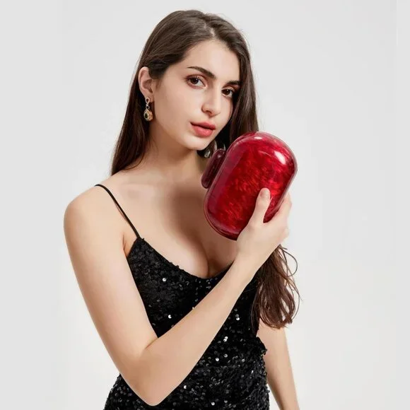 Elegant Glitter Marble Purse - Waterproof Acrylic Clutch for Special Occasions - Picture 2 of 6